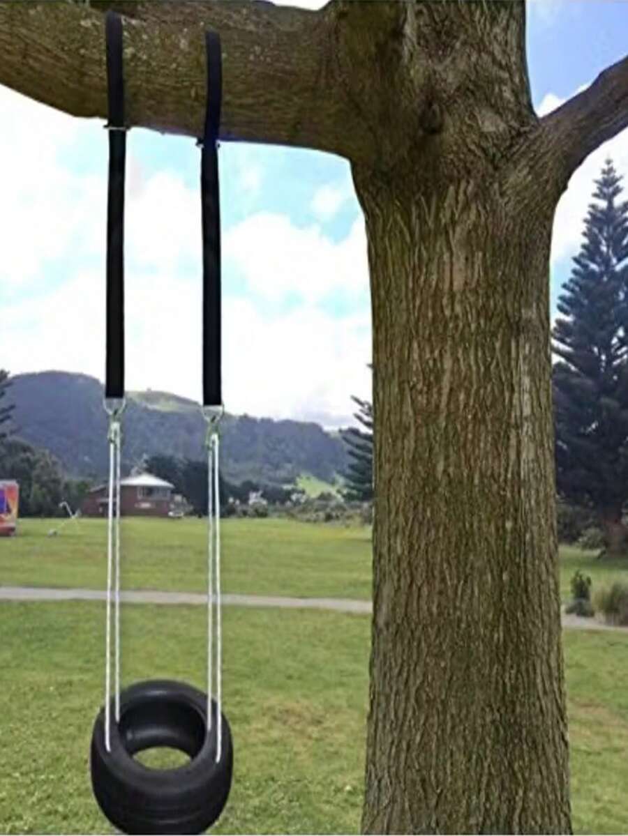 Schweres Outdoor Camping Hängematte Aufhänge-Set, in verschiedenen Größen erhältlich, beinhaltet 2 Sicherheitskarabiner und Baum-Aufhängebänder. Strapazierfähig und geeignet für verschiedene Outdoor/Indoor Schaukel/Hängematte/Lässig-Ausrüstung, Hängesessel, Einzelstange, Fitness-Training. Mit verstärkten dicken Nylon-Aufhängebändern, Aufhängehaken, Baum-Seilen/Bindebändern/Befestigungsbändern. - Schwarz - Übersicht 1