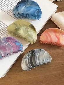 1个优雅简约扎染亚克力椭圆形发爪夹，百搭时尚日常配饰 - 彩色 - 查看 3