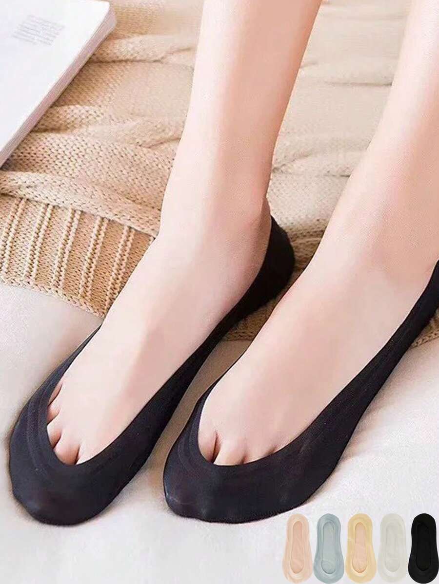 1/5/10 Pairs Of Summer Invisible Women's Ice Silk Ultra-Thin Breathable Anti Slip Boat Socks - Multicolor - View 1