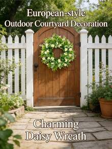 Daisy Wreath, Ins Style Wall Decor Hanging, Artificial Daisy Flower Wreath, Living Room Bedroom Door Decoration, Suitable For Home Decor / Spring Atmosphere Decor, Fireplace Decor, Farmhouse Decor - Multicolor - View 7