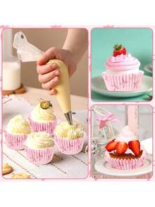 100pcs Pink Bow Cupcake Liners, Bow Cupcake Wrappers For Baking, Bow Ribbon Cake Decorations, Birthday Cake Decor, Bachelorette Party, Bridal Shower, Birthday, Wedding Party Supplies - Multicolor - View 7
