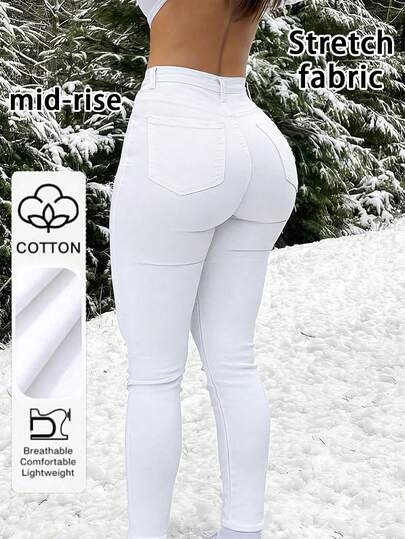 Bestselling Butt-Lifting Casual & Commuting Women's Skinny Jeans White Spring