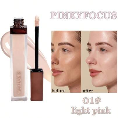 PINKYFOCUS Corrector transparente hidratante, disponible en 3 colores, fórmula ligera e hidratante, efecto de maquillaje impermeable de larga duración, oculta, ilumina, contornea, cosméticos asequibles para una base de maquillaje perfecta, adecuado para uso diario, todo tipo de piel, fácil de usar, estudiante, regalo, esencia de base, humectante previo a la base