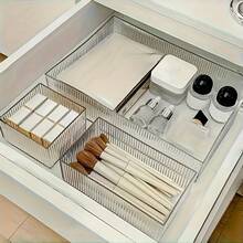 Stackable Adjustable Multi-Drawer Storage Organizer Box, Suitable For Storing Cosmetics, Office Supplies, Desktop Essentials, Great For Makeup Professionals, Nail Technicians, Beauty Tools, Student Supplies - Clear - View 7