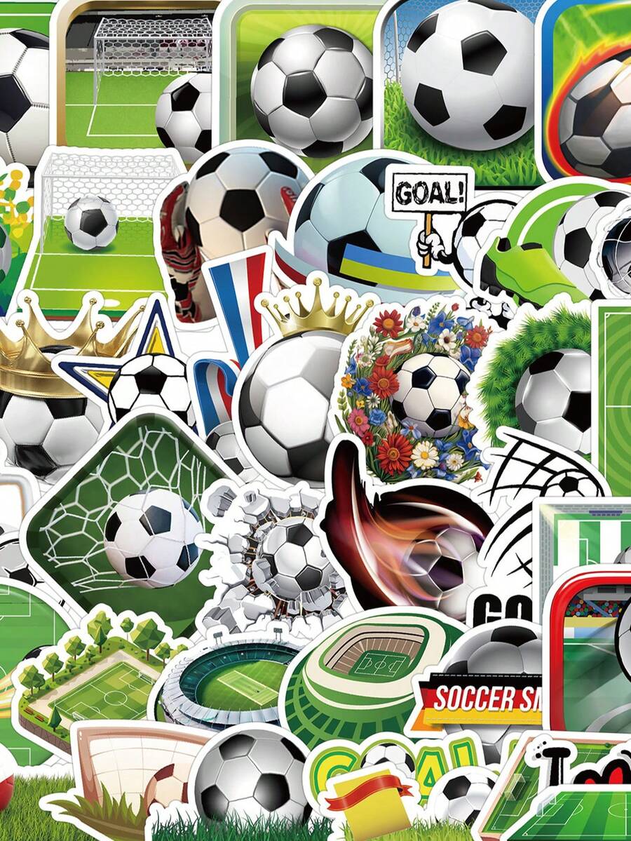 50pcs 2026 World Cup Football Stickers, Football Party Decorations, Football Graffiti Stickers, Bicycle Stickers, Sports Stickers, Suitable For Water Bottles, Guitars, Luggage, Phone Cases, Laptops, Skateboards, Gifts, Etc. Scrapbook Supplies Stationery Funny Stickers - B - View 1