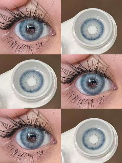 1 par de lentes de contacto de tono azul, lentes de maquillaje de apariencia natural, de uso anual, 14.5mm, para maquillaje de ojos, adecuados para citas diarias y eventos de Halloween