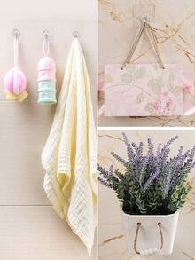 12个自粘挂钩，50磅透明免打孔挂钩，强力亚克力粘钩，重型墙钩，最大承重8公斤，适用于浴室、厨房、客厅 - 查看 2