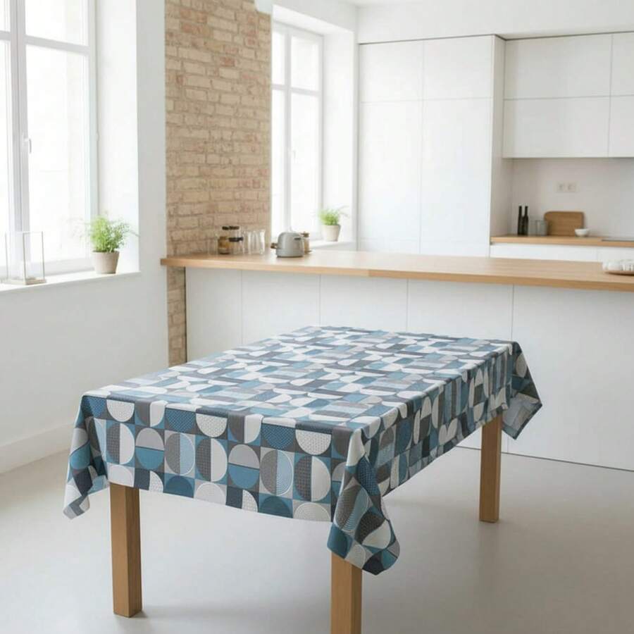 Kiva Modern Design Oilcloth Tablecloth, Stain Resistant And Waterproof, Sizes From 100x140 To 300x140 Cm And Round 140 Cm - Oilcloth Tablecloth For Rectangular And Round Tables - Available In 13 Designs - 選項 3 - 查看 1