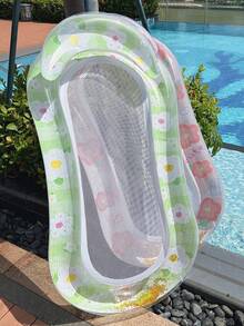 1pc Inflatable Floating Lounger Chair With Floral Elements, Includes Headrest, Made Of PVC Material, Suitable For Water, Beach, Pool, Theme Parties, Inflatable Water Floats, Water Resting Bed, Pool Floating Accessories, Requires Separate Air Pump Purchase - Sequined Flower Floating Bed - View 2