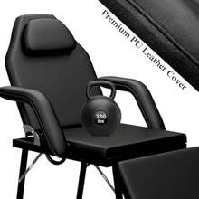 Portable Tattoo Chair Adjustable Massage Facial Bed With Removable Headrest And Armrest Foldable Spa Chair With Carry Bag 73 Inch Esthetician Bed For Salon Beauty Barber Spa Tattoo Black - 黑色 - 查看 7