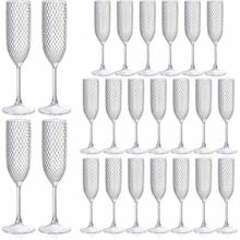 12/8/6/4/3/2/1pcs Set Transparent Plastic Champagne Glasses With Gypsophila, Unbreakable 5.5oz Reusable Diamond Textured Wine Glasses, Suitable For Weddings, Christmas, Parties And Other Large Gatherings - View 1
