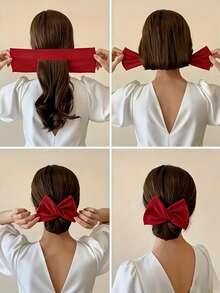 1/4 unidades de elásticos de cabelo com laço, ideais para tranças, coques, penteados presos, cachos franceses, rabos de cavalo, acessórios de cabelo macios e elásticos para uso diário, festas, casamentos, penteados de noiva, presentes de Páscoa, presentes de Dia das Mães, presentes de Natal, verão e viagens. - Multicolorido - Ver 4