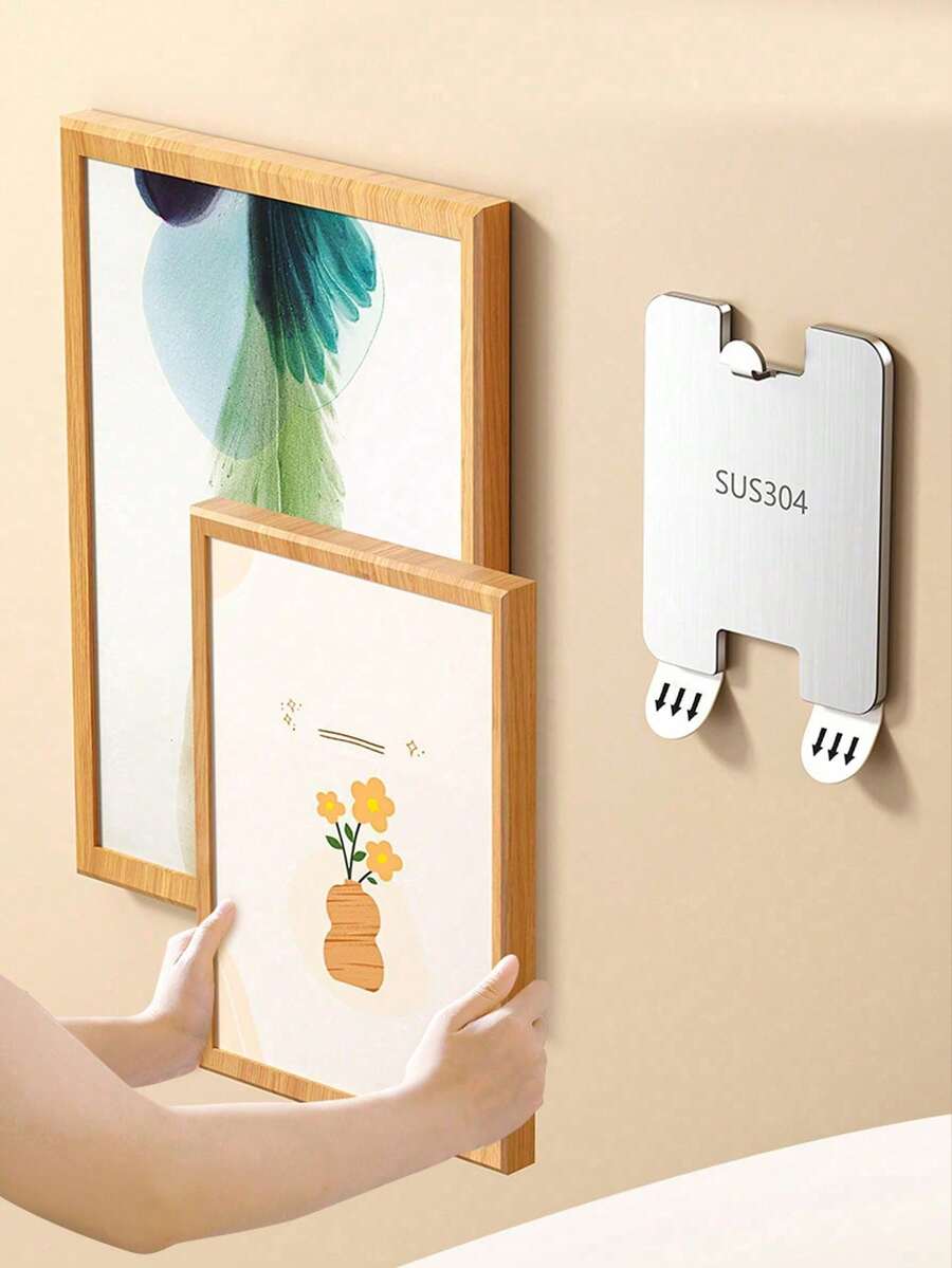 Bộ 1/3/6 móc treo không dấu vết bằng thép không gỉ, không cần đinh, đa chức năng dùng để treo khung ảnh, album ảnh, phụ kiện gắn tường không gây hư hại. - Xem 1