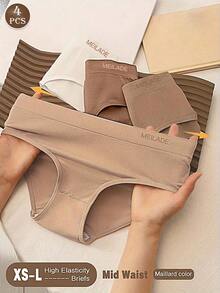 4pcs/Pack Women's Seamless Mid-Waist Meralda Colorful Panties, High Elastic Lift Butt Briefs With Christmas Pattern, Comfortable Ladies Underwear - 多色 2 - 查看 12