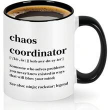 11oz Chaos Coordinator Gift Mug, Thank You Gift For Coworkers, Employees, Nurses, Friends, Teachers, Principals, Ceramic Funny Coffee Cup, Chaos Coordinator Mug - Pink - View 1