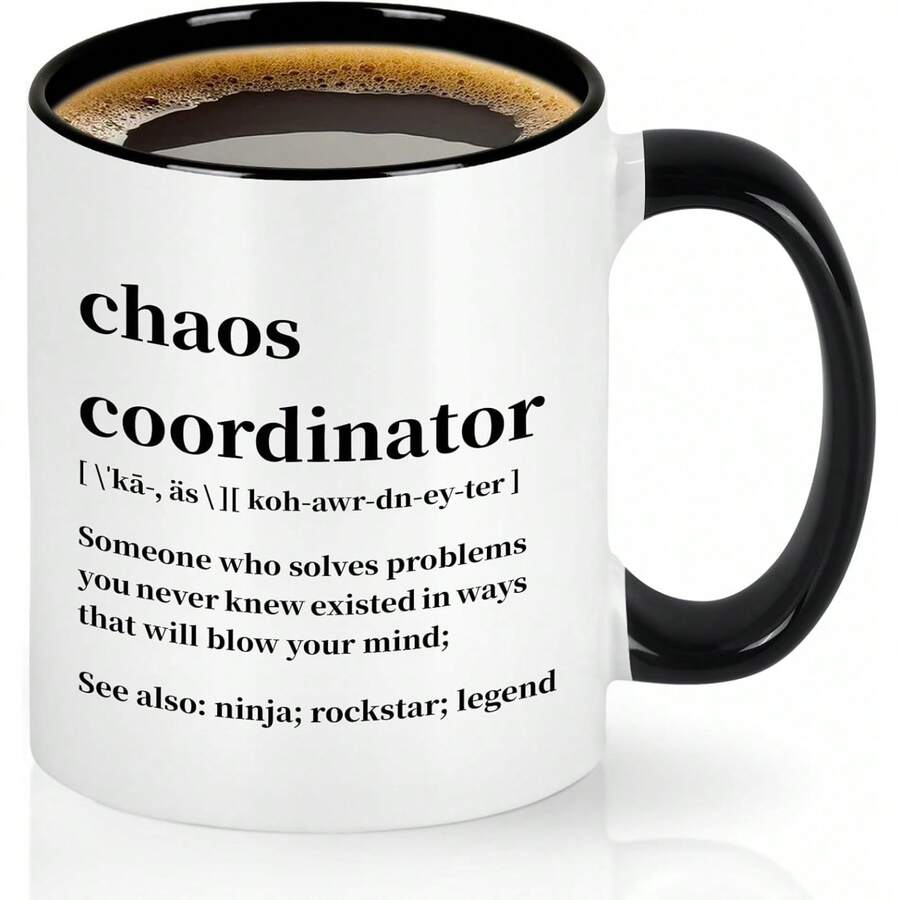 11oz Chaos Coordinator Gift Mug, Thank You Gift For Coworkers, Employees, Nurses, Friends, Teachers, Principals, Ceramic Funny Coffee Cup, Chaos Coordinator Mug - Pink - View 1