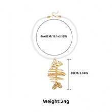 Fish Bone Pendant Twisted Rope Necklace | ZA Gold/Silver Tone Bohemian Easter Gift Beach Wedding Guest Everyday Wear Jewelry - Fish - View 10