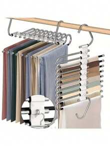 Stainless Steel Pant Rack, Multi-Layer Foldable Pant Hanger, Effectively Saves Wardrobe Space, Wardrobe Storage Solution, Multi-Function Pant Rack, Home Pant Rack - Multicolor - View 10