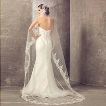 Kravon  Water-Soluble Lace Wedding Veil, Fashionable And Simple Bridal Veil, Long Cathedral Wedding Headpiece - trắng - Xem 2