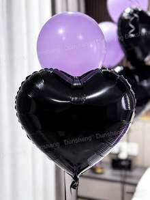 18-70pcs Women's Purple Birthday Decoration Set - Designed For Women's Birthday Celebrations, Silver "Happy Birthday" Banner, Black Heart-Shaped Foil Balloons, Soft Purple Thick Latex Balloons, Perfect For Birthday Party Decor, Anniversary, Hotel Midnight Birthday Party, Holiday Gifts, Party Supplies, Essential For Party Decoration. - Multicolor - View 11