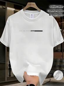 Camiseta Casual de Verano para Hombre con Estampados Creativos, Fácil y Cómoda, Camiseta de Manga Corta con Estampado de Color Sólido, Perfecta para un Verano Fresco y Confortable, Hecha de Tela Transpirable, Adecuada Tanto para Hombres como para Mujeres. - Blanco - Ver 6
