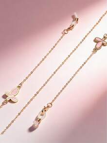 1pc Cute Pink Butterfly Eyeglasses Chain, Sweet Style Eyewear Chain, Metal Glasses Accessory, Anti-Lost Chain, Suitable For Daily Wear - Multicolor - View 2