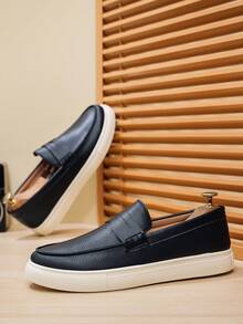 idocity Giày lười da mềm cho nam, giày casual thoải mái cho mùa hè - màu đen - Xem 4