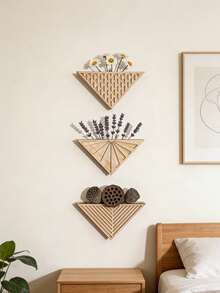 1/2 Peças Suporte de Parede de Madeira Geométrico Triangular Estilo Boêmio, Suporte de Planta Suculenta de Madeira Estilo Fazenda Moderna, Fácil de Instalar, Adequado para Todas as Estações, Suporte de Flor Minimalista Montado na Parede, Decoração Artística para Casa - Aplicável para Entrada, Corredor, Banheiro, Sala de Estar, Sala de Jantar, Espaço Estreito, Varanda, Decoração de Parede de Apartamento, Exibição de Plantas, Armazenamento Montado na Parede e Decoração Doméstica Economizadora de Espaço - Cor/estilo aleatório - Visão 8