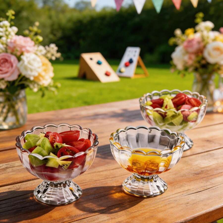 单球冰淇淋玻璃杯、圣代杯、甜点碗、奶昔杯、珍珠奶茶杯 - 彩色 - 查看 1