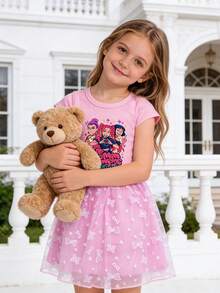 Girls' Dress K-Pop Girls' Demon Dress Hunters Ruffled Sleeve Romper Princess Dress With Hunter Group Logo - Nơ màu hồng nhạt 1 - Xem 4