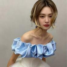 A White Bridal Wedding Dress Satin Strapless Wedding Dress Accessory Off-The-Shoulder Shawl Shrug Adjustable Back - Multicolor - View 11