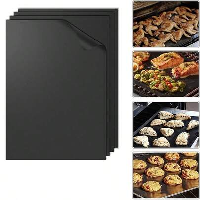 2/3pcs Large Thick Oven Liners, 17"X25" Non-Stick Reusable For Oven, Toaster Oven, Gas Stove, Baking Tray, Cooking Accessories, Keep Oven Clean (Black)