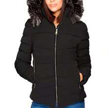 Shendy Vendy Women's Jacket Warm Polyester With Fur-Like Collar - Black - View 8