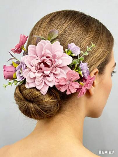 1 pieza Clip para el cabello con flor artificial, pasador decorativo para peinados, adecuado para vacaciones, fotos en la playa, uso diario, pinzas de mariposa