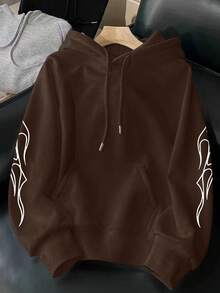 Street Style Drip Hard Fire Sweatshirt, Street Art, Hip Hop, Unisex, Men's And Women's, 100% Cotton, Premium Top Streetwear, New Release, Immediate Shipping, Various Colors!! - 鏽棕色 - 查看 2