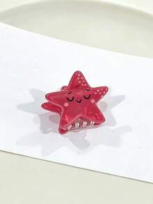 1个可爱有趣的海洋动物造型醋酸纤维小发夹，甜美海星螃蟹龙虾发夹刘海夹，适合夏季海滩度假 - 彩色 - 查看 7