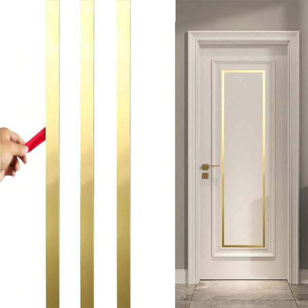 1pc 2.44m/96.06inch Mirror Edging Strip Ceiling TV Background Wall Titanium Strip Metal Decorative Lines Self-Adhesive Suspended Ceiling Wall Trim Molding Stainless Steel Wall Tape Peel And Stick Metal Trim Self Adhesive Wallpaper Strip Metalized Mirror-Like Finish For Wall Ceiling Mirror Frame Border Edge Trim ﻿