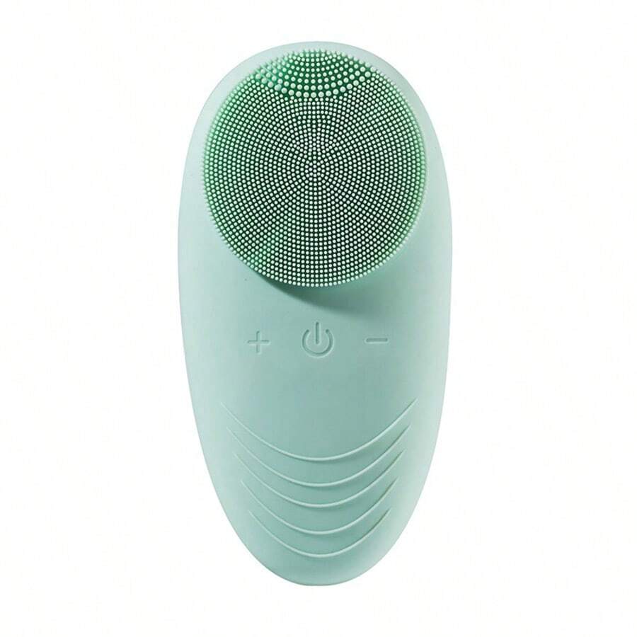 New Silicone Facial Cleansing Brush Electric Pore Cleaner Ultrasonic Face Massager For Deep Cleansing And Skin Rejuvenation With Soft Bristles And Waterproof Design Perfect For All Skin Types - màu xanh lá - Xem 1