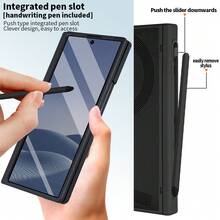 Ốp lưng điện thoại doanh nhân tích hợp bút cảm ứng, tương thích với Samsung Galaxy Fold7 Fold6 Fold5 Fold4 Fold 7 6 5 4, chất liệu giả da, bao phủ toàn bộ điện thoại. - màu đen - Xem 7