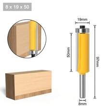 1/4" Shank 8mm Long Blade Flush Fit Router Bit With Bearing For Wood Template Pattern Bit T6TT Tungsten Carbide Router Bit - 8x19x50 - 查看 1
