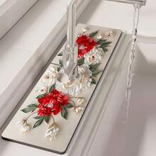 1pc, 2D Flower Sink Faucet Suction Pad, Drainage Pad, Kitchen, Bathroom Sink, Countertop, Drainage Pad, Diatomite Washbasin, And Cuttable Quick-Drying Pad. - Multicolor - View 6