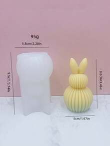 1 pieza Nuevo molde de silicona con forma de conejo a rayas, molde de silicona para hacer velas con forma de conejo lindo, molde de resina epoxi para decoración/regalo del hogar, molde de silicona decorativo artístico para yeso - A-blanco - Ver 5