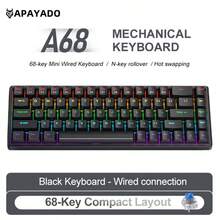 APAYADO USB有线机械游戏键盘A68，RGB背光迷你键盘，68键，全热插拔红/青轴，60%紧凑型人体工学设计，适用于电竞、办公、打字 - 查看 14