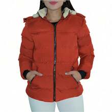 Shendy Vendy Women's Jacket Warm Polyester With Fur-Like Collar - 亮橙色 - 查看 7
