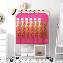 6-Pack Extra Long Wig Storage Bags With Hanger For Travel & Closet - 05 Pink 12PCS - View 10