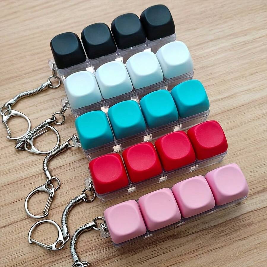 Keycap Pop Fidget Toy Keychain - A Finger-Press Gadget For Adults, Enjoyable Desk Accessory, Compact Mini Push Bubble Toy For Concentration - Multicolor - View 1