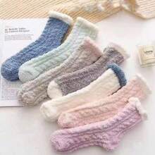 6 Pairs Of Warm Fuzzy Socks: Indoor Lounge Soft Cozy Ankle Like A Gentle Hug For Your Feet! Plush Fashion Ankle Socks - Super Comfortable Ladies' Socks. - 6雙混色 - 查看 4