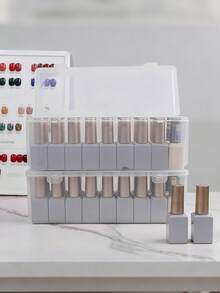 1 pieza Caja de almacenamiento transparente de PP para esmalte de uñas - Apilable para herramientas de arte de uñas, bolsa de accesorios de belleza de grado salón, decoración de habitación, caja de almacenamiento de cosméticos, tocador, artículo esencial de viaje, caja de almacenamiento, organizador de tocador de baño, almacenamiento de escritorio, organizador de baño - transparente - Ver 4