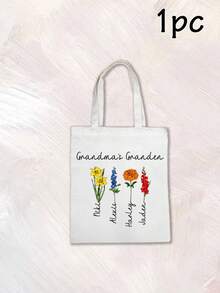 Túi tote vải canvas in hoa theo tên và tháng sinh, kiểu dáng vườn hoa, thích hợp mang theo hàng ngày khi đi mua sắm, đi làm, du lịch và đựng đồ dùng thiết yếu, quà tặng túi tote hoa cá nhân hóa cho Ngày của Mẹ, sinh nhật hoặc kỷ niệm, túi đeo vai tái sử dụng thời trang, túi tote in hoa theo tên tùy chỉnh, túi đựng đồ bằng vải canvas có thể tùy chỉnh. - Nhiều màu - Xem 10