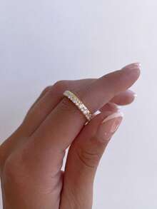 1枚S925纯银半圆形钻石戒指，女士拇指戒指，精致珠宝礼品 - 半圈圓鑽 - 查看 3